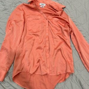 Express Women's Coral Button-Up Top